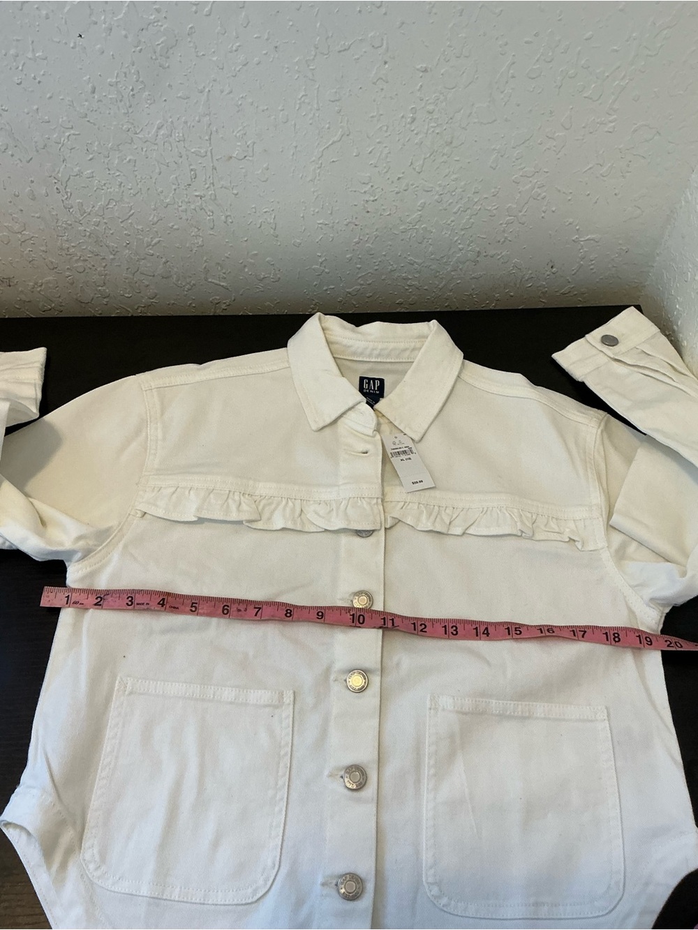 GAP Cream Ruffle-Trim Button-Front Jacket - Picture 8 of 9